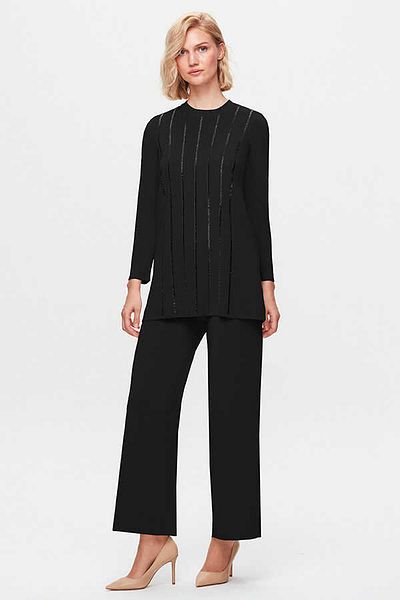 MISS DALIDA Wide Leg Trousers with Stripe Sides