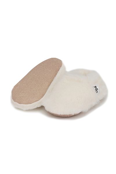 Ella Bonna Ecru Colored Organic Baby Booties - Non-Slip Sole and Soft Feather