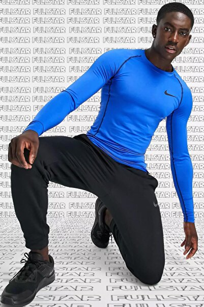 Nike Pro Dri Fit Ανδρικό μπλουζάκι με λεπτή εφαρμογή μακρυμάνικο φούτερ Body Sax Blue