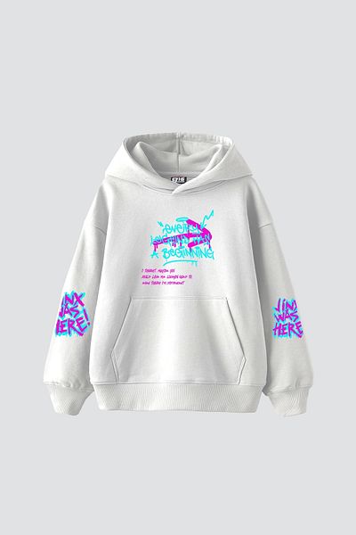 Sekizbiraltı Jinx Arcane Printed Oversize Unisex Λευκό Hoodie