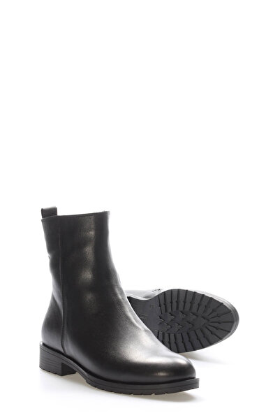 TUGERDİ Tugerdi Siyah Hakiki Deri İçi Kürklü Fermuarlı Termo Taban Klasik Kadın Bot TG09257112611040