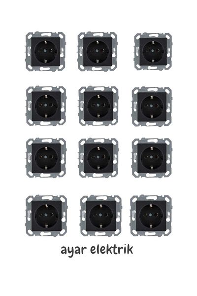 Netelsan Byobu Black Grounded Socket Frameless 12 Pieces