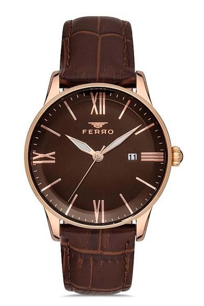 FERRO Classic Model Brown Color Men's Wrist Watch with Leather Band