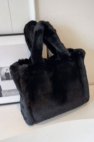 BAHELS Plush Black Soft Textured Tote Shoulder Bag