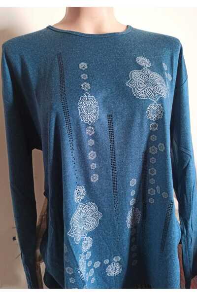 Noname بلوزة Balanne كبيرة الحجم من قماش الفسكوز الصوفي برقبة دائرية وأحجار الراين ومطرزة بفتحة للأم من القطن الممشط/الأم