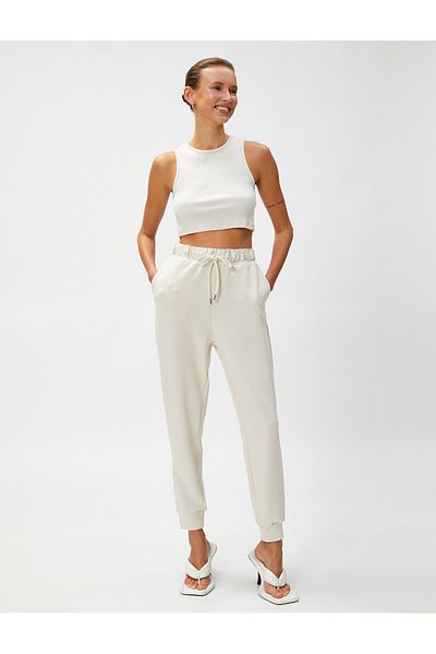 Koton Joggerhose aus Modalmischung mit Bindegürtel