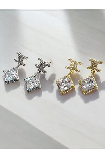 MyladyAccessoriess حلق CC بحجر الزركون (فولاذ) فضي