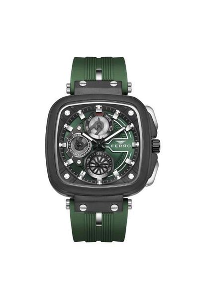 FERRO Men's Wristwatch with Silicone Band Sports Case Green Color Function