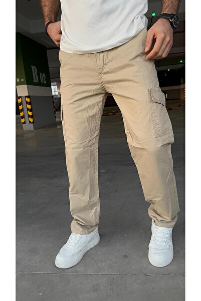 viking's line Kargo Baggy Krem Yan Cepli Pantolon