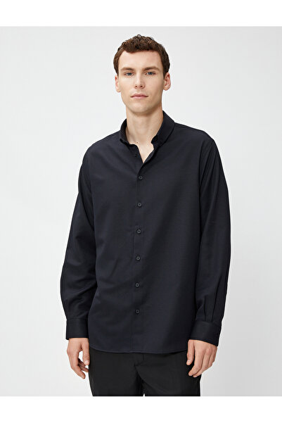 Koton Basic-Hemd, klassischer Manschettenkragen, lange Ärmel, geknöpft, bügelfrei