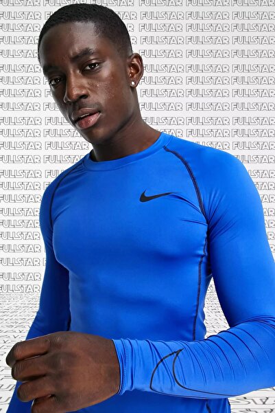 Nike Pro Dri Fit Ανδρικό μπλουζάκι με λεπτή εφαρμογή μακρυμάνικο φούτερ Body Sax Blue
