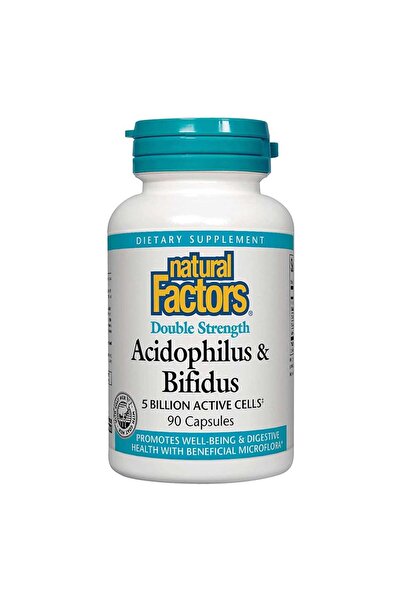 Natural Factors أسيدوفيلوس وبيفيدوس، 5 مليار خلية نشطة، 90 كبسولة