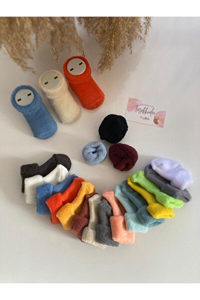 PAMBIK AYAKLAR 6 çift Erkek Bebek Kışlık Havlu Çorap Seti