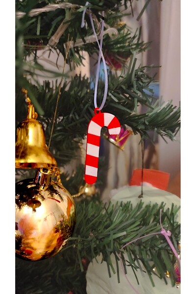 Home 3'Lü Yılbaşı Ağacı Süsü Baston Şeker Yeni Yıl Süsü Ağaç Süsü Çam Ağacı Süsü 5 cm