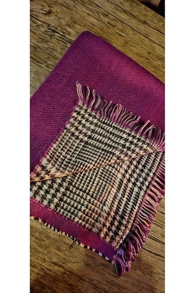 TREND Purple Color 70*200 cm Winter Shawls in the Name of Wool with Double-Sided Plaid