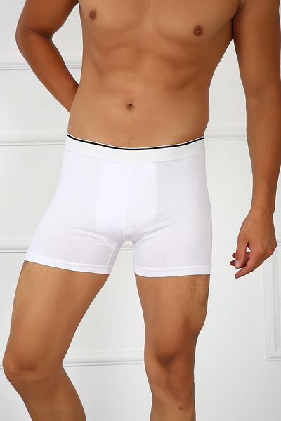 Akbeniz Men's Plus Size Cotton Lycra Boxers White 40134