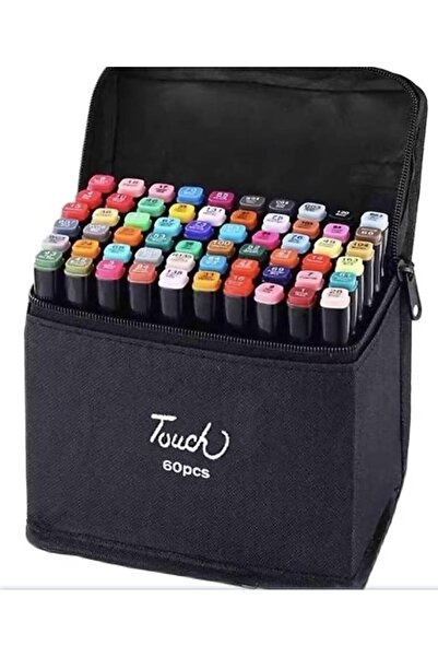 Genel Markalar Çift Taraflı Uçlu Marker Keçeli Kalem Seti 60'lı Çantalı Markör