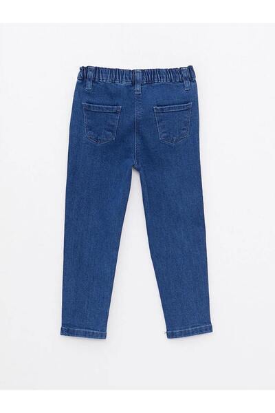 LC Waikiki LCW baby İndigo Beli Lastikli Nakışlı Kız Bebek Jean Pantolon