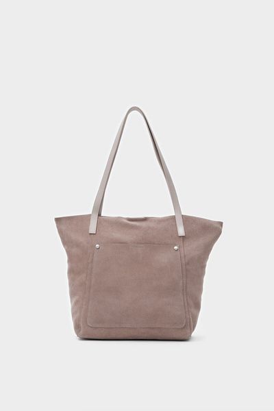 LEONAS Premium μπροστινή τσέπη από γνήσιο δέρμα σουέτ Shopper τσάντα χεριών και ώμου Michelle Mink