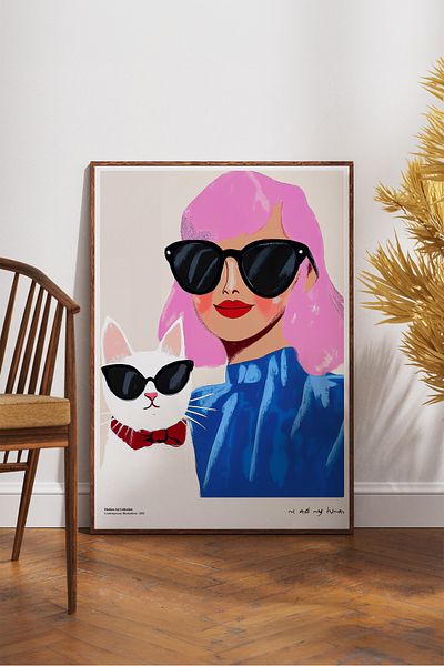 House Gorgeous Eu și pisica mea umană Love Poster cu design modern colorat fără încadrare Colecția Dolce Vita