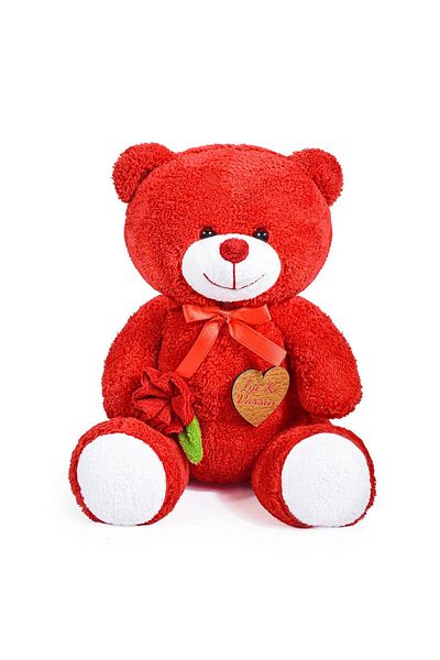 Özgüner Oyuncak 75 cm Cute Teddy Bear Holding a Rose in Her Hand