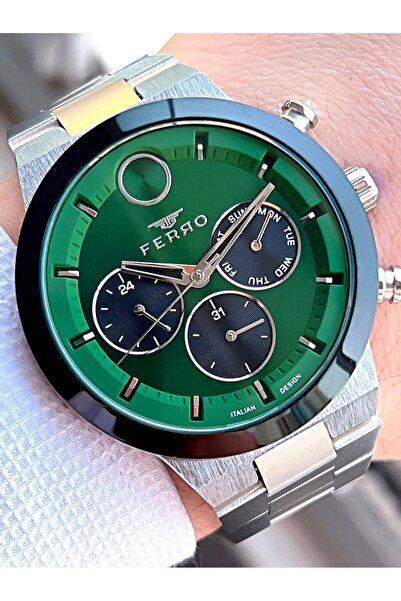 FERRO 30 Mt Waterproof Men's Wristwatch with Steel Cord Inner Functions Active Calendar F.Efm11568-J6