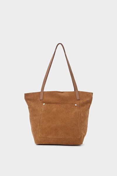 LEONAS Premium μπροστινή τσέπη από γνήσιο δέρμα σουέτ Shopper τσάντα χεριών και ώμου Michelle Taba