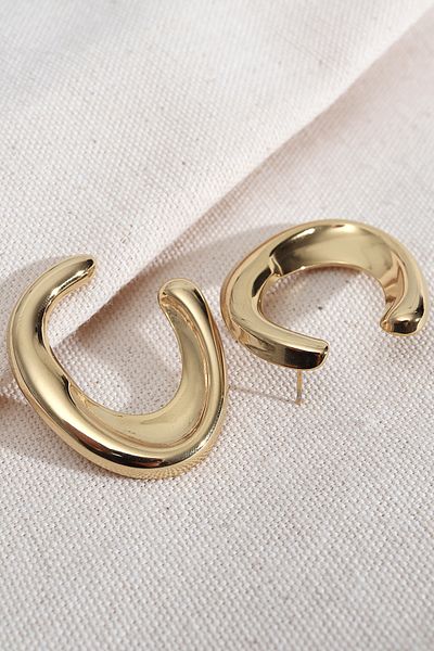 Süspüs Accessories 316L Steel Gold Color Vintage Earrings
