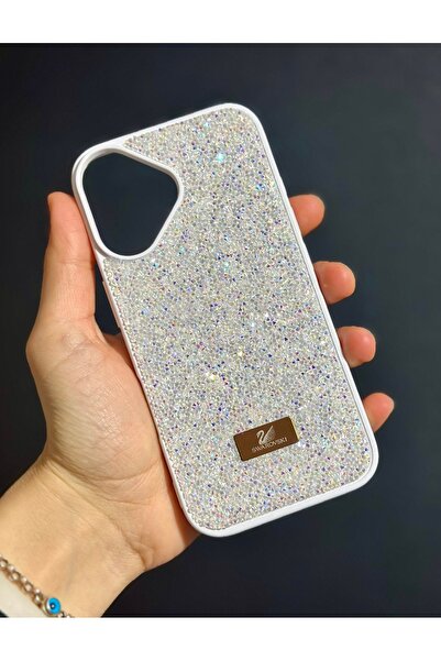 HYPERSOFT Iphone 16 Plus (6.7 inç) Uyumlu Telefon Kılıfı Parlak Pırlanta Taşl...