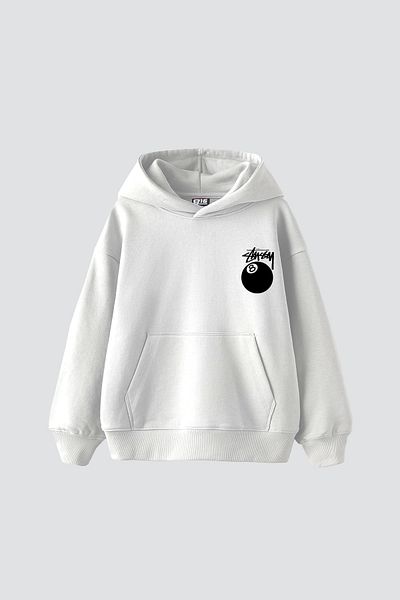 Sekizbiraltı Στς. Λευκό κουκούλα με στάμπα Eight Ball Oversize Unisex