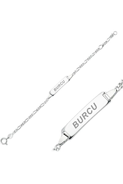 Takı Dükkanı Kişiye Özel Isim Yazılı Gümüş Bebek Künye Çocuk Bileklik Csb01