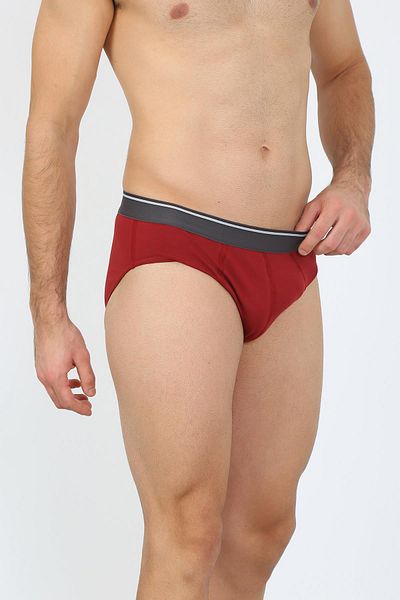 Akbeniz Ανδρικό βαμβακερό 3 τεμαχίων Claret Red White Navy Lycra Slip 40127