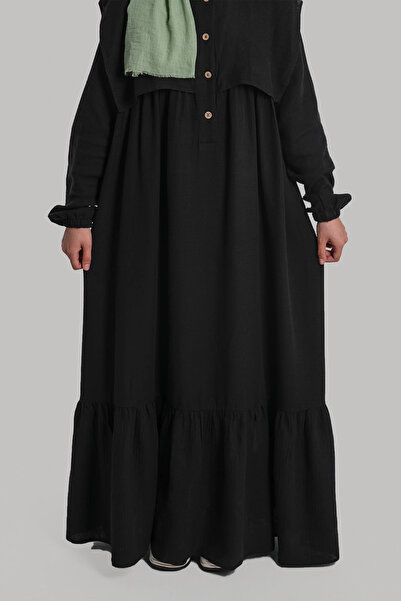 Lemaye Φόρεμα μουσελίνας με γιακά - Μαύρο