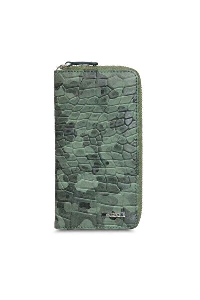 GUARD Black/Green Camouflage Printed Leather Zippered Wallet