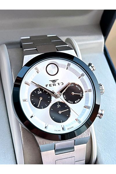 FERRO 30 Mt Waterproof Men's Wristwatch with Steel Cord Inner Functions Active Calendar F.Efm11568-Jx