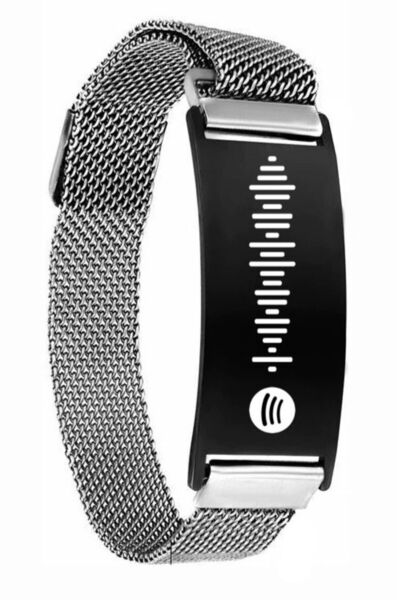 Takı Dükkanı Spotify Şarkı Kodlu Hasır Kordonlu Çelik Erkek Bileklik Scb10c