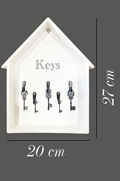 LaGabya Siyah Ahşap Anahtarlık Ev Tipi Kapı Yanı Askılık Anahtarlık Askısı