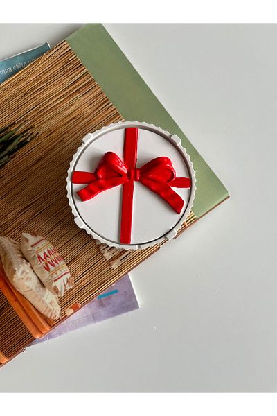 Louve Store Decorative Red Bow Detailed Mini Box with Lid, Jewelry Organizer, Jewelry Box