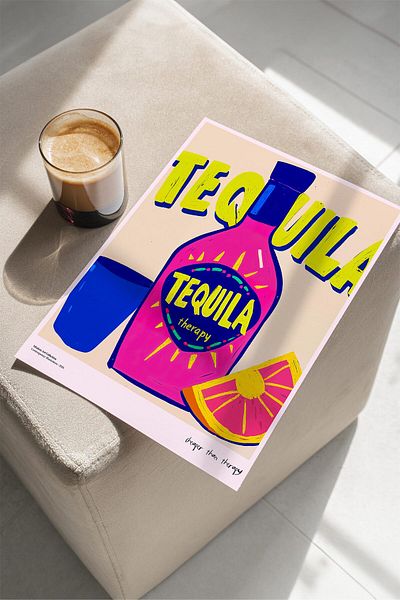 House Gorgeous Tequila Therapy Poster cu design modern colorat fără încadrare Colecția Dolce Vita