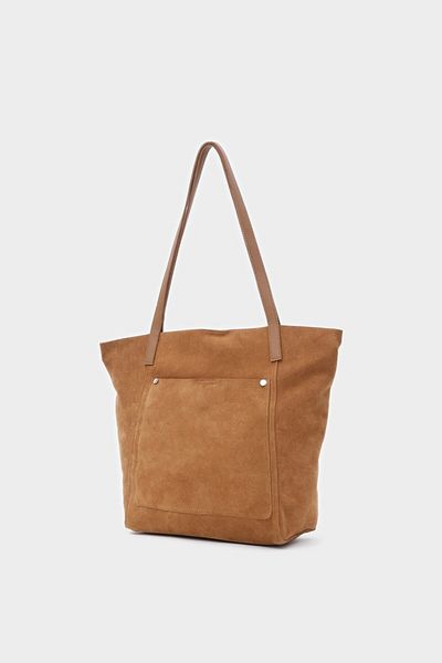 LEONAS Premium μπροστινή τσέπη από γνήσιο δέρμα σουέτ Shopper τσάντα χεριών και ώμου Michelle Taba