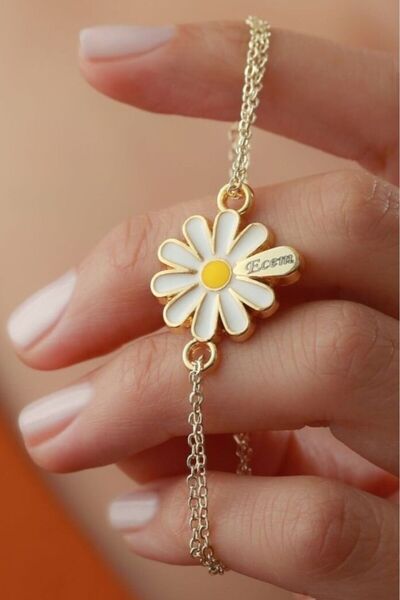 Takı Dükkanı Kişiye Özel Isimli Sarı Papatya Bileklik Bbb11