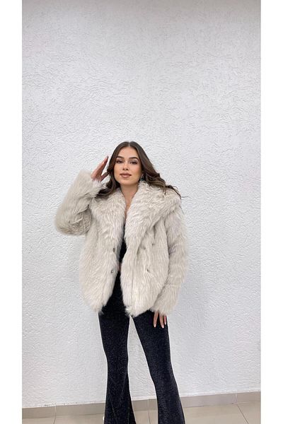 MODA Women's Premium Fur Coat with Cream Lined