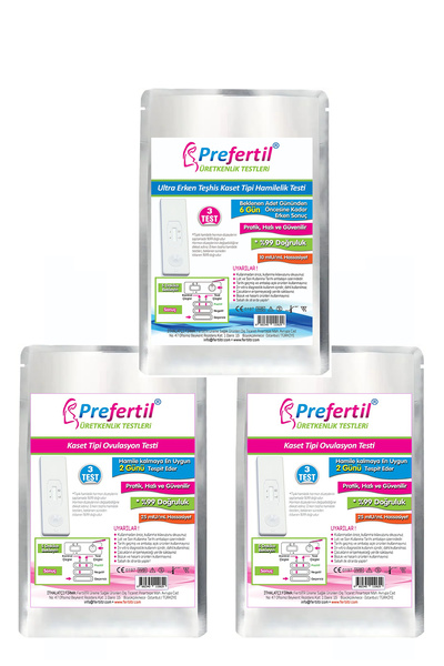 Prefertil Kaset Tipi Ovulasyon & Hamilelik Testi Paketi - [ 6 Ad. Ovulasyon 3...
