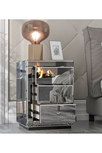 LUXURY VİLLA Luxury Villa Luxury Füme Aynalı Komodin 45x45 Yükseklik 65cm