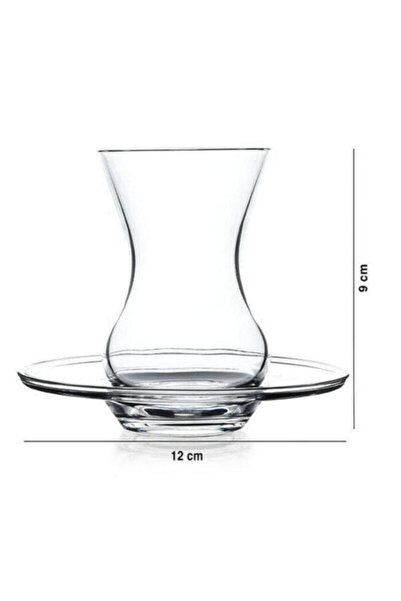 Paşabahçe Beykoz 12 Piece 6 Person Tea Set Crystallin Crystal Damla Logo Black Orjin. Boxed