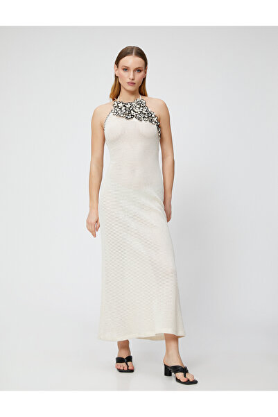 Koton Langes Kleid mit detailliertem Neckholder-Rücken