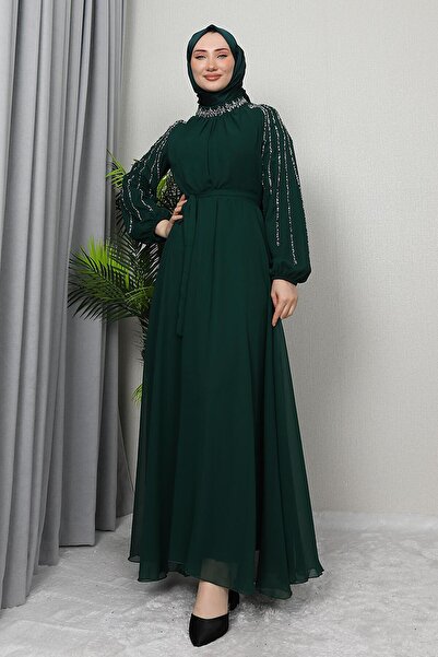 GİZ AGİYİM Σμαραγδένιο φόρεμα Semra Hijab
