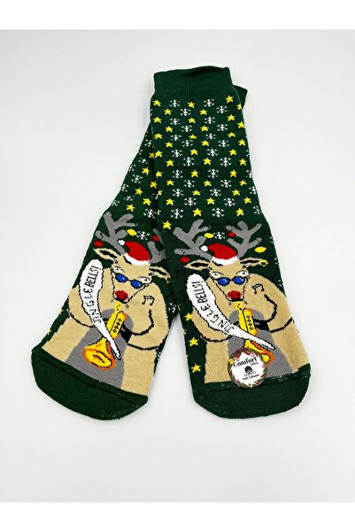 B Beşiroğlu Since 1980 Yılbaşı Noel Temalı Noel Baba Geyik Desenli Dikişsiz C...