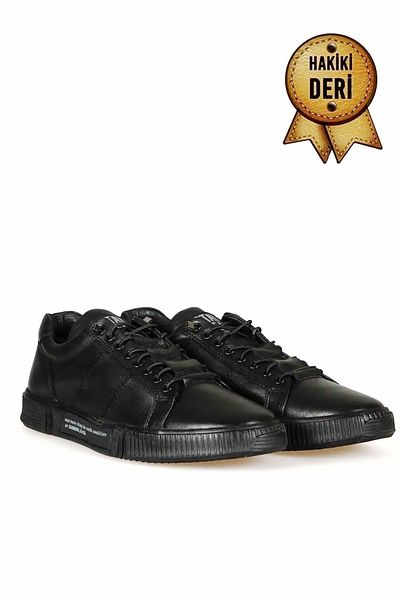 Hammer Jack Pantofi casual pentru bărbați Basel din piele naturală neagră Toscana NEGRU NEGRU