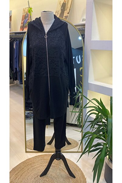 Invee Invee Lace Detailed Black Suit 6876